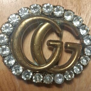 Double G Belt Buckle with Clear Crystals